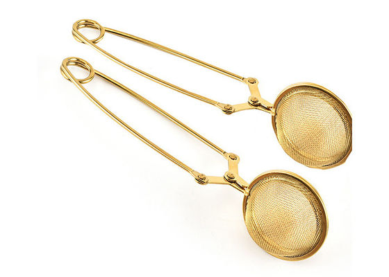 صافکن توپی چای از جنس استنلس استیل طلای نقره ای با دسته بلند