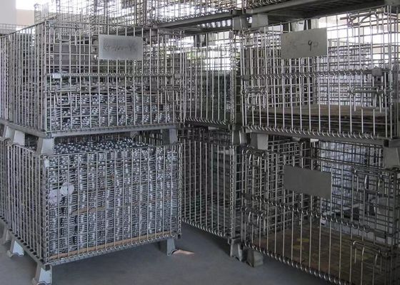 ذخیره سازی لجستیکی قفس فلزی سیم بسکتبال سیم ذخیره سازی فلزی آهن قفس تاشو