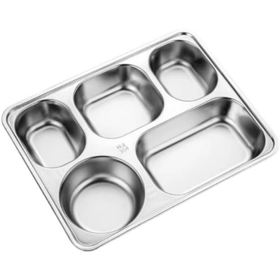 قیمت خوب فولاد ضد زنگ اندونزیایی 304 درجه مواد غذایی فلزی ظرف شام 6 سانتی متر حجره پوشش برای کانتین دانش آموزان و زمان غذا خوردن کودکان آنلاین