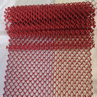 کیفیت Red Decorative Aluminium Metal Mesh Chain Link coil Curtain Drapery Fabric exterior decorative screen for rood divider کارخانه