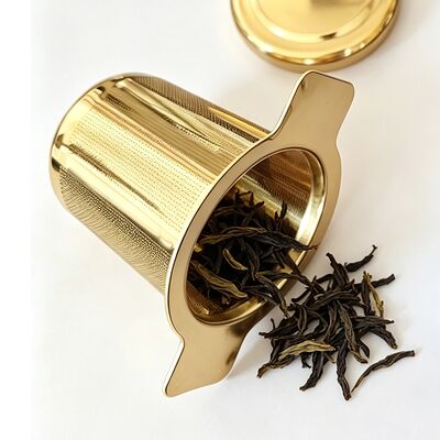 کیفیت صافی دم‌پاشی چای از جنس استنلس استیل درجه 304 با رنگ طلایی لوگوی سفارشی و پولیش الکترولیتی کارخانه