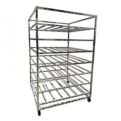 500kg Load Capacity Stainless Steel Rack Trolley 20 Layer 1.2mm Thick Heavy Duty Brake Caster Wheels